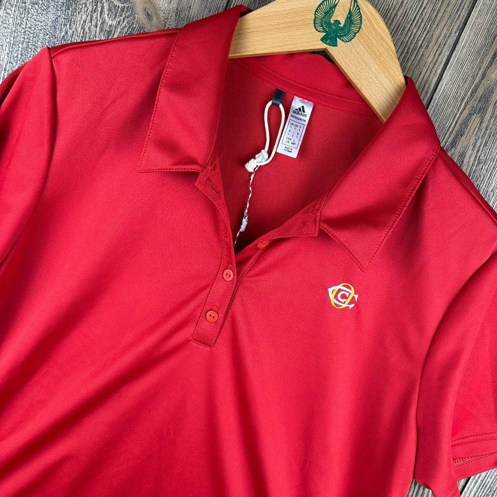 Adidas Womens Golf Polo Shirt Red Oakmont Country Club Size Large Primegreen